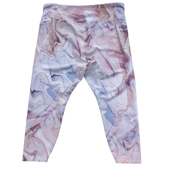 Old Navy Pants - Old Navy Active Powersoft High Rise Leggings 3X Marble Swirl Pink Pockets Go-Dry